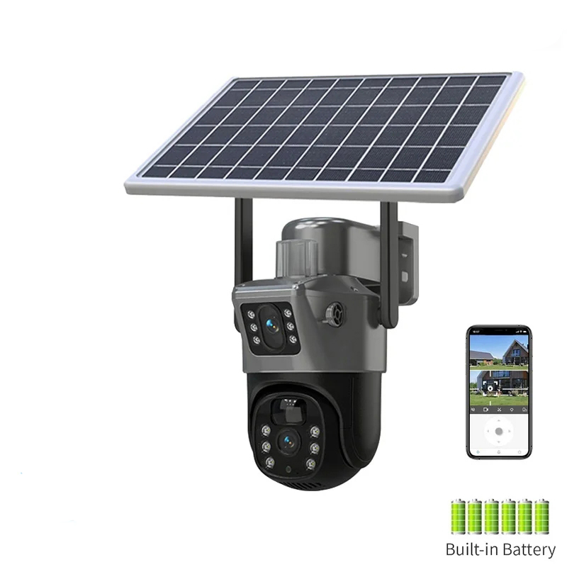 DL12 Dual Lens V380 Outdoor Solar PTZ Camera 4G Wifi Optional